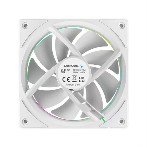 DeepCool Cooler 12cm - FL12 SE WH (3in1) (28.67dB; max.86,20 m3/h; 3x12cm, 3pin; hydro bearing, ház hűtésre, RGB, PWM)