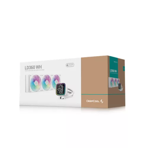 DeepCool CPU Water Cooler - LD360 WH (max 21dB; max. 122,39 m3/h; 3x12cm, LED kijelző, fehér)