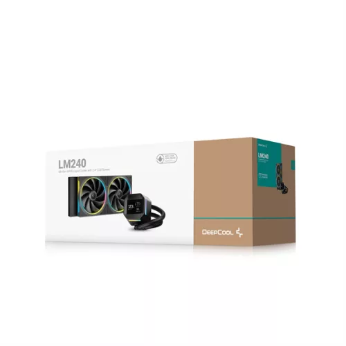 DeepCool CPU Water Cooler - LM240 (max 36.07dB; max. 112,52 m3/h; 2x12cm, LED kijelző, fekete)