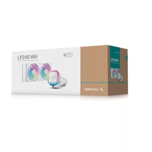 DeepCool CPU Water Cooler - LP240 WH (max 21dB; max. 122,39 m3/h; 2x12cm, LED kijelző, fehér)