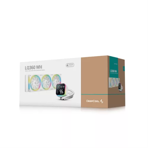DeepCool CPU Water Cooler - LQ360 WH (max 21dB; max. 122,39 m3/h; 3x12cm, LED kijelző, fehér)