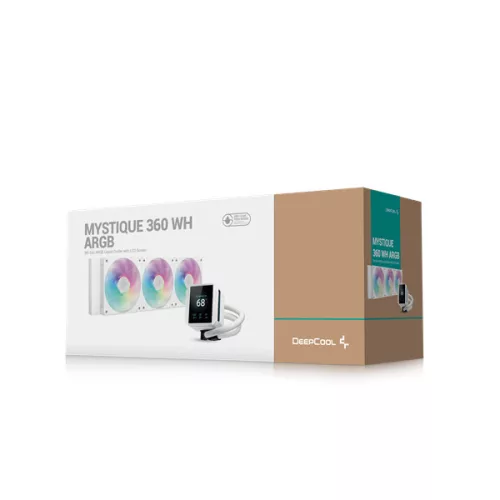 DeepCool CPU Water Cooler - MYSTIQUE 360 WH ARGB (max 21dB; max. 123,09 m3/h; 3x12cm, LED kijelző, fehér)