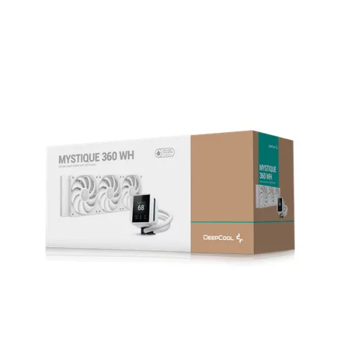 DeepCool CPU Water Cooler - MYSTIQUE 360 WH (max 21dB; max. 123,09 m3/h; 3x12cm, LED kijelző, fehér)
