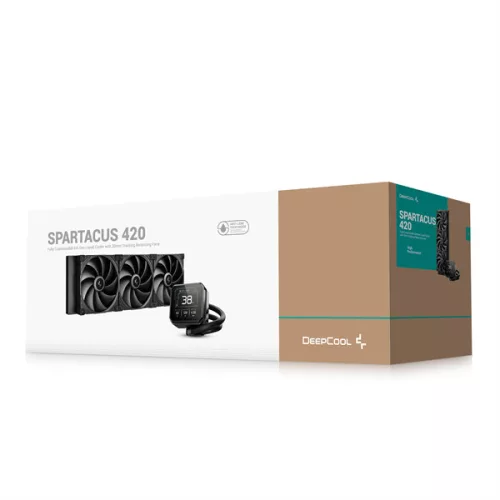 DeepCool CPU Water Cooler - SPARTACUS 420 (32,69dB max;. 191,13 m3/h; 3x14cm, LED kijelző, fekete)