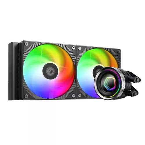 ID-Cooling CPU Water Cooler - FX240 INF (27.2dB; max. 98,54 m3/h; 2x12cm, A-RGB, fekete)