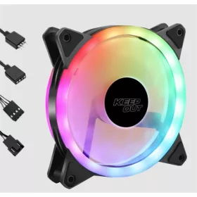   KEEP OUT Cooler 12cm - XFC-120SR ARGB (11-27dB, 1600RPM, 58CFM, 4-pin PWM + ARGB 5V 3-pin, ház hűtésre, ARGB) Fekete