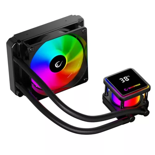 Rampage CPU Water Cooler - INFINITE V120 (Mágneses kijelző, 36,9dB max., 98,54 m3/h; 12cm, A-RGB LED, fekete)