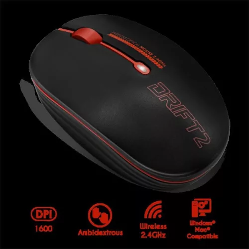 Advance Egér vezeték nélküli - DRIFT 2 (1600 DPI, 3 gomb, piros)