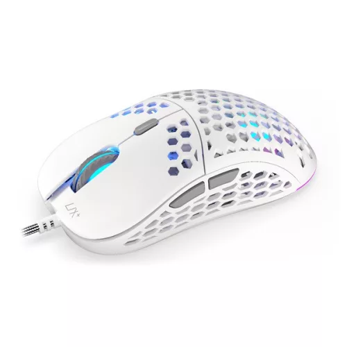 Endorfy Egér - LIX Plus Onyx (Honeycomb, 19 000 DPI, ARGB, PixArt chip, optikai, 1,8m, fehér)