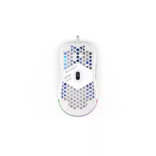 Endorfy Egér - LIX Plus Onyx (Honeycomb, 19 000 DPI, ARGB, PixArt chip, optikai, 1,8m, fehér)