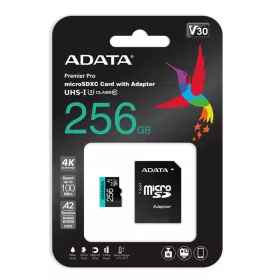   ADATA MicroSD kártya - 256GB microSDXC UHS-I U3 Class10 A2 V30S (R/W: 100/85 MB/s) + adapter