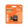 ADATA MicroSD kártya - 64GB microSDXC UHS-I U3 Class10 A2 V30 (R/W: 160/140 MB/s) + adapter