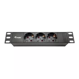   Equip Hálózati Elosztó - 333299 (Schuko, 3 Schuko, Rack 10", 1,8m kábel, fekete)