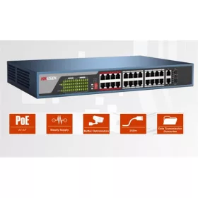   Hikvision Switch PoE - DS-3E0326P-E (24 port 100Mbps, 370W, 2xRJ45 1000Mbps, 2xSFP 1000Mbps)