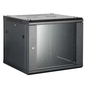   Hikvision Rackszekrény - 19" fali kivitel (6U, 600x600x370, fekete, egyrekeszes, üvegajtós, max.60 kg)