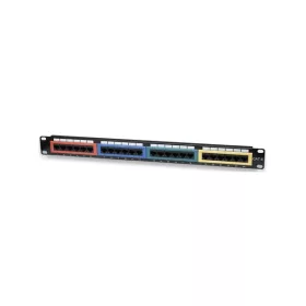   Manhattan Patch panel - CAT6 UTP színezett patch panel, 24 portos, 1U, Fekete