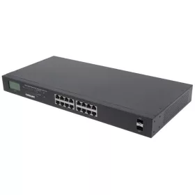   Manhattan Switch PoE - 16 port, 16db 1Gbps PoE++ 2 SFP, rack, LCD kijelző, 802.3at/af, 370W