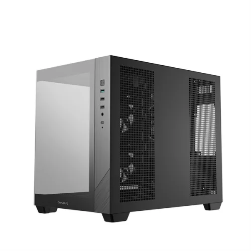 DeepCool Számítógépház - CG330 3F (fekete, ablakos, 3x12cm A-RGB, BTF, mATX, 2xUSB3.0, 1xUSB2.0)