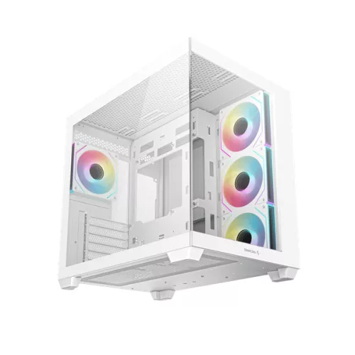 DeepCool Számítógépház - CG530 4F WH (fehér, ablakos, 4x12cm A-RGB, BTF, ATX, 2xUSB3.0, 1xUSB2.0)
