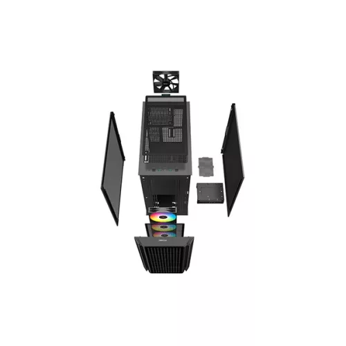 DeepCool Számítógépház - CG540 (fekete, ablakos, 3x12cm ventilátor, Mini-ITX / Mico-ATX / ATX / E-ATX, 2xUSB3.0)