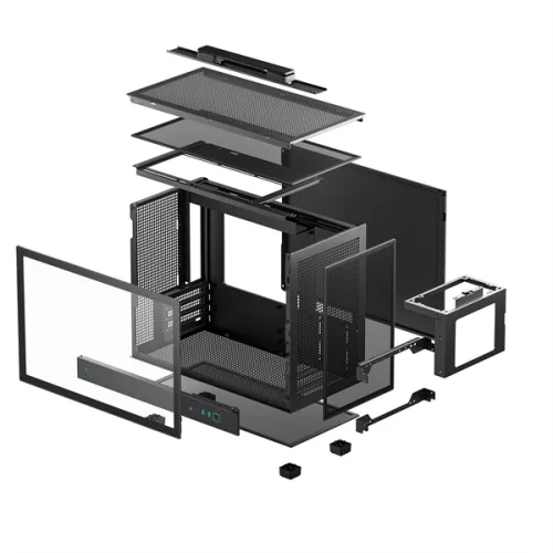 DeepCool Számítógépház - CH160 PLUS (fekete, mATX, 2xUSB3.0, Type-C, fekete)