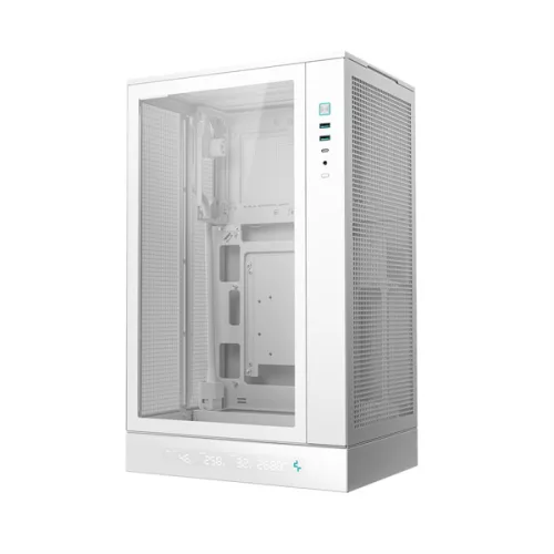 DeepCool Számítógépház - CH270 DIGITAL WH (fekete, Mini-ITX/Micro-ATX (BTF), 2xUSB3.0, Type-C, fehér)