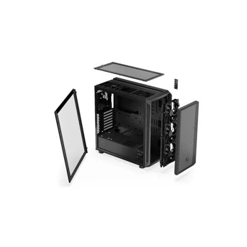 Endorfy Számítógépház - Arx 700 Air (ATX /micro ATX/ITX, 1xUSB-C, 2xUSB3.0, 5x12cm ventilátor, ablakos, fekete)