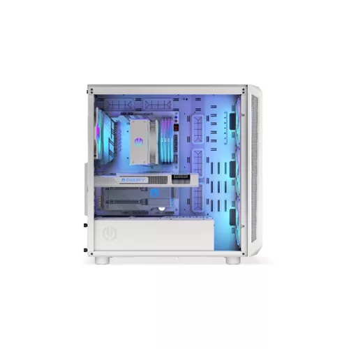 Endorfy Számítógépház - Arx 700 White ARGB (ATX /micro ATX/ITX, 1xUSB-C, 2xUSB3.0, 4x14cm LED ventilátor, ablak, fehér)