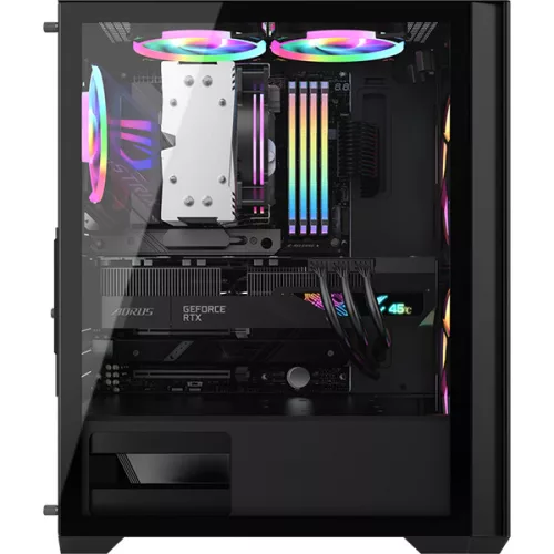 Formula Számítógépház - Air Power G5 Duo Black (fekete, ablakos, 2x16cm venti, ATX, 1xUSB3.0, 1xType-C)