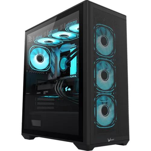 Formula Számítógépház - Air Power G5 Plus Black (fekete, ablakos, 4x12cm venti, EATX, 2xUSB3.0, 1xType-C)