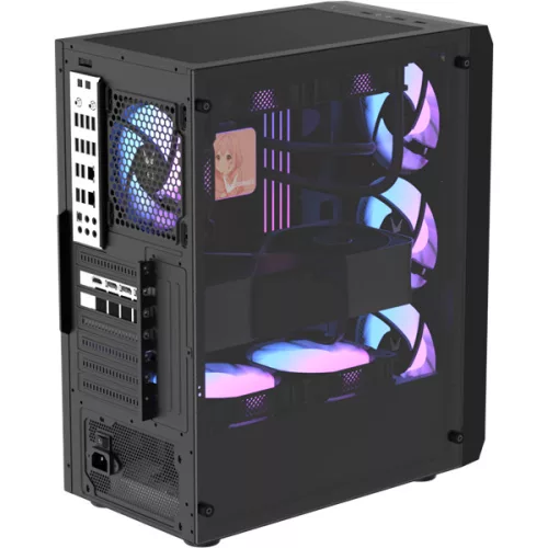 Formula Számítógépház - Air Power G1 Plus Black (fekete, ablakos, 6x12cm venti, mATX, 1xUSB3.0, 1xUSB2.0, 1xType-C)