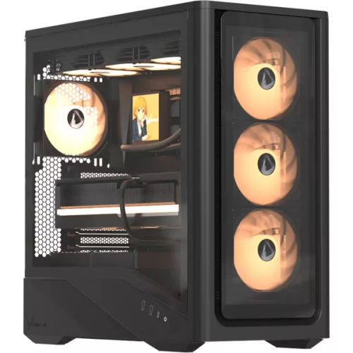 Formula Számítógépház - Air Power G9 Duo SA Black (fekete, ablakos, 4x12cm venti, EATX, 2xUSB3.0, 1xType-C)