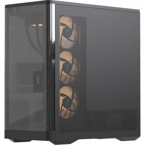 Formula Számítógépház - Crystal U9 PA Black (fekete, ablakos, 4x12cm venti, EATX, 2xUSB3.0, 1xType-C)
