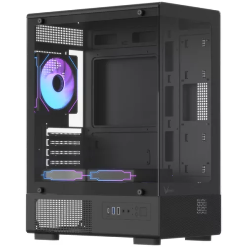 Formula Számítógépház - Crystal Z1CM Plus Black AR V2 (fekete, ablakos, mATX,3x12 cm venti,1xUSB2.0, 1xUSB3.0, 1xType-C)