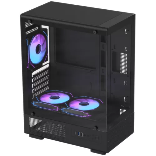 Formula Számítógépház - Crystal Z1CM V2 Black (fekete, ablakos, mATX, 1xUSB2.0, 1xUSB3.0, 1xType-C)
