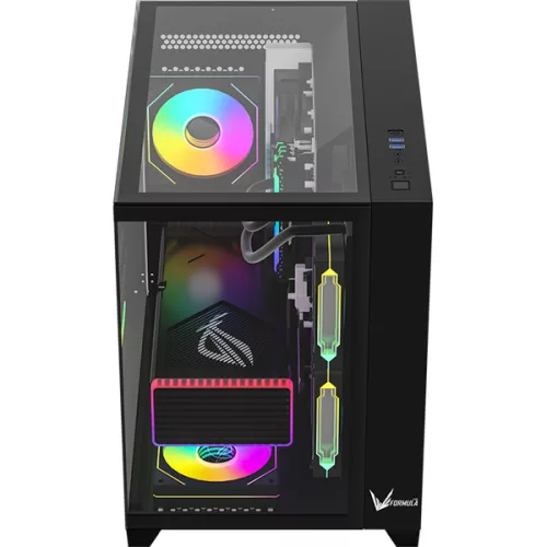 Formula Számítógépház - Crystal Z9ML Black (fekete, ablakos, mATX, 1xUSB3.0, 1xUSB2.0, 1xType-C)