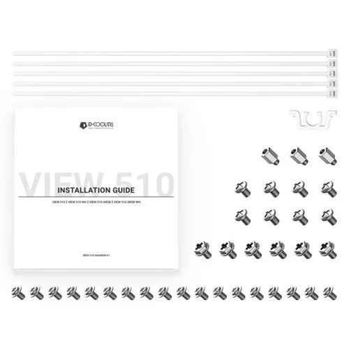 ID-Cooling Számítógépház - VIEW 510 WH (ablakos, venti nélkül, BTF, ATX, USB3.0, 1xUSB-C, fehér)