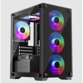   KEEP OUT Számítógépház - XC-201 GLASS (fekete, ablakos, 4x12cm ARGB venti, microATX, 1xUSB2.0, 1xUSB3.0)