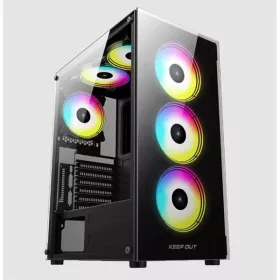   KEEP OUT Számítógépház - XC-210 GLASS (fekete, ablakos, 4x12cm ARGB venti, ATX, 2xUSB2.0, 1xUSB3.0)