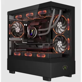   KEEP OUT Számítógépház - XC-301 GLASS (fekete, ablakos, 3x12cm ARGB venti, microATX, 1xUSB2.0, 1xUSB3.0)