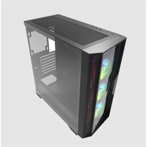 KEEP OUT Számítógépház - XC-500 GLASS (fekete, ablakos, 3x12cm ARGB venti, EATX, microATX, 2xUSB2.0, 1xUSB3.0)