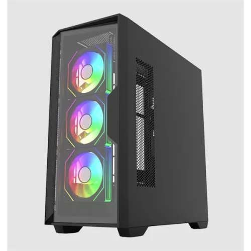 KEEP OUT Számítógépház - XC-500 GLASS (fekete, ablakos, 3x12cm ARGB venti, EATX, microATX, 2xUSB2.0, 1xUSB3.0)