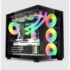 KEEP OUT Számítógépház - XC-800 PRO (fekete, ablakos, 4x12cm ARGB venti, microATX, 2xUSB2.0, 1xUSB3.0)
