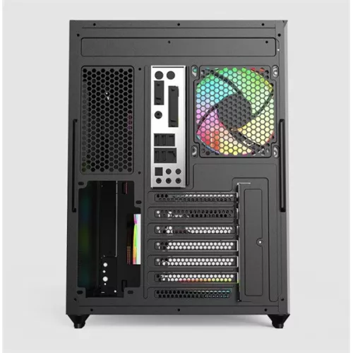 KEEP OUT Számítógépház - XC-800 PRO (fekete, ablakos, 4x12cm ARGB venti, microATX, 2xUSB2.0, 1xUSB3.0)