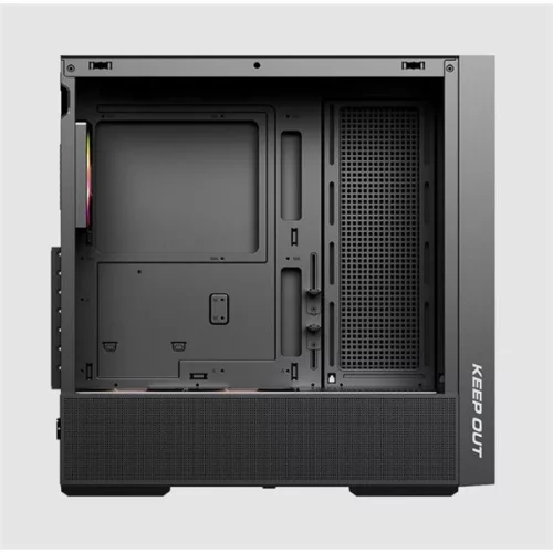 KEEP OUT Számítógépház - XC-805 MESH (fekete, ablakos, 6x12cm ARGB venti, microATX, 2xUSB2.0, 2xUSB3.0)