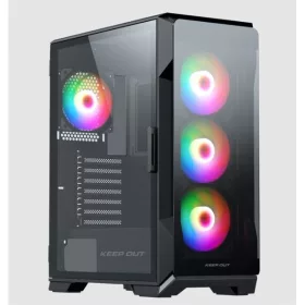   KEEP OUT Számítógépház - XC-901 PRO (fekete, ablakos, 4x12cm ARGB venti, microATX,  1xUSB3.0, 1xType-C)