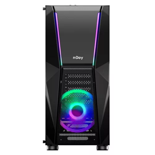 NJOY Számítógépház -  FORT (fekete, ablakos, ATX, 2x12cm, 1xUSB2.0, 2xUSB3.0)