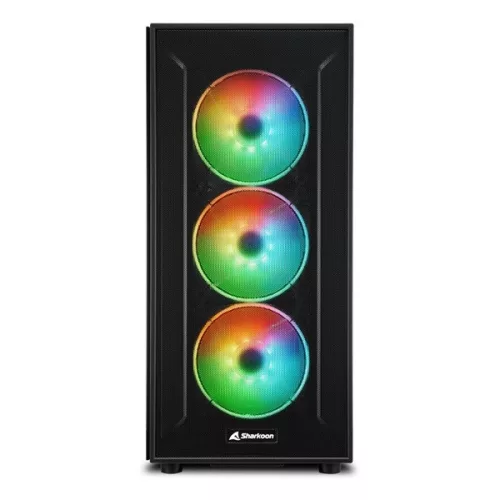 Sharkoon Számítógépház - TG6M RGB (fekete; ATX,mATX; alsó táp; 7x120mm v.; 2xUSB3.0, 2xUSB2.0, I/O)