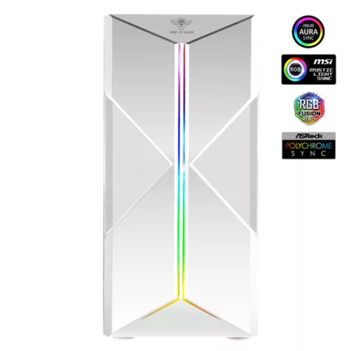 Spirit of Gamer Számítógépház - CLONE 3 White (fekete, ablakos, 2x12cm ventilátor, alsó táp,  ATX, 1xUSB3.0, 2xUSB2.0)