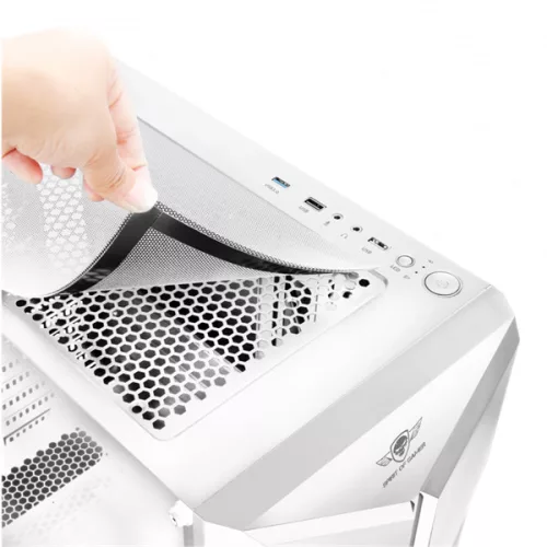 Spirit of Gamer Számítógépház - CLONE 3 White (fekete, ablakos, 2x12cm ventilátor, alsó táp,  ATX, 1xUSB3.0, 2xUSB2.0)